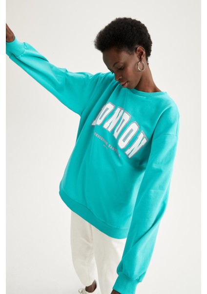 Oversize Fit Bisiklet Yaka Sweatshirt X1822AZ22SM indirimleri