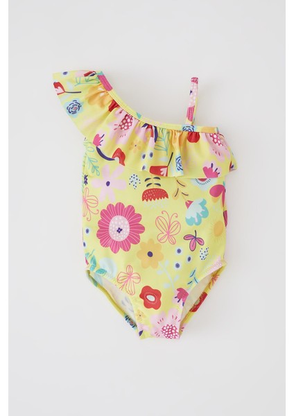 Kız Bebek Desenli Tek Omuzlu Mayo W8246A222SM