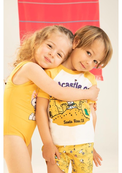 Erkek Bebek Snoopy Kısa Kollu Tişört Deniz Şort 2'li Takım W8542A222SM fırsatları