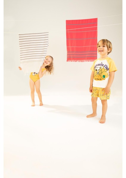 Erkek Bebek Snoopy Kısa Kollu Tişört Deniz Şort 2'li Takım W8542A222SM indirimleri