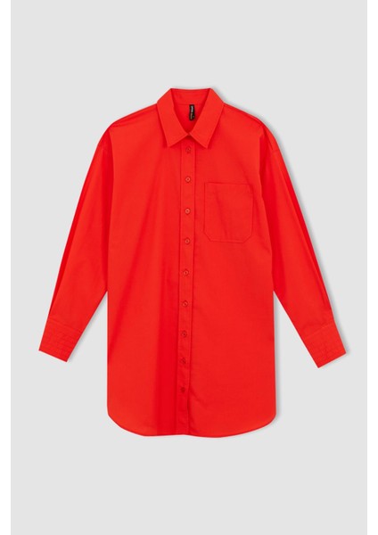 Relax Fit Tek Cepli Yırtmaçlı Poplin Gömlek Tunik X3009AZ22SP fiyatları