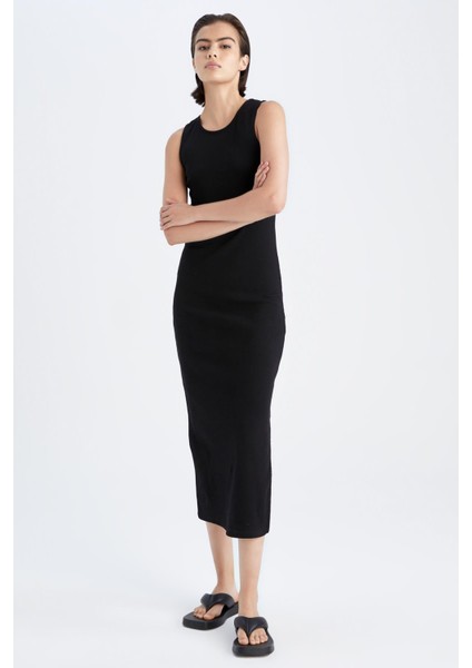 Bodycon Bisiklet Yaka Kaşkorse Kolsuz Maxi Elbise Y7736AZ22HS modelleri