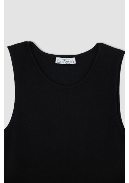 Bodycon Bisiklet Yaka Kaşkorse Kolsuz Maxi Elbise Y7736AZ22HS