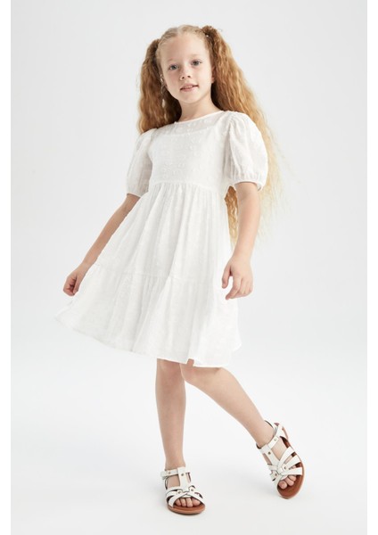 Kız Çocuk Kısa Kollu Şifon Elbise Y9149A622HS