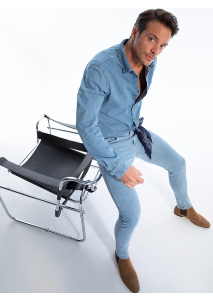 Slim Fit Uzun Kollu Jean Gömlek Y8412AZ22AU