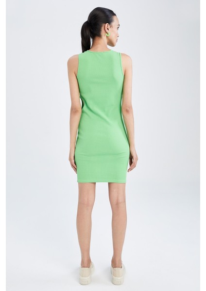 Coool Bodycon Bisiklet Yaka Kesik Detaylı Fittilli Kolsuz Mini Elbise V6467AZ22SM indirimleri