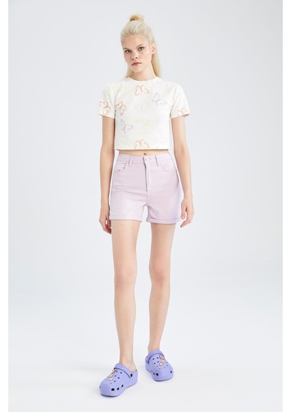 Skinny Fit Normal Bel Gabardin Şort X4708AZ22SM