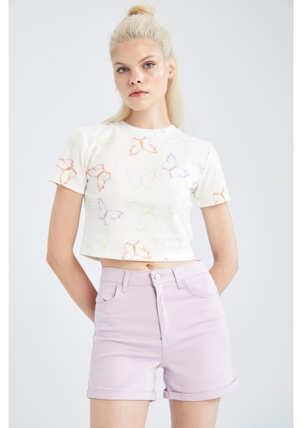 Skinny Fit Normal Bel Gabardin Şort X4708AZ22SM fırsatları