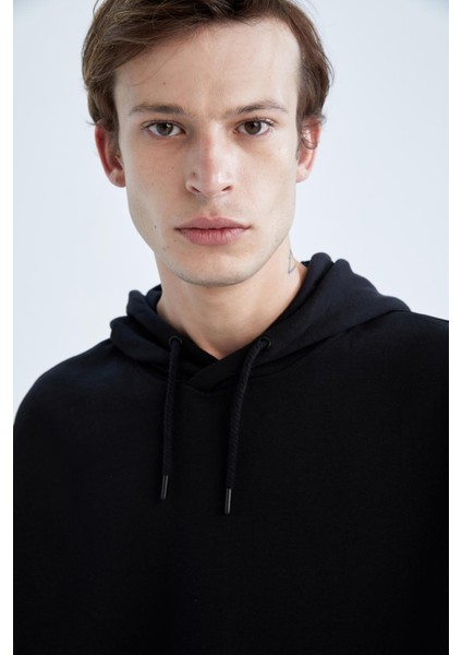 Oversize Fit Kanguru Cepli Kapüşonlu Uzun Kollu İçi Yumuşak Tüylü Sweatshirt X8287AZ22AU