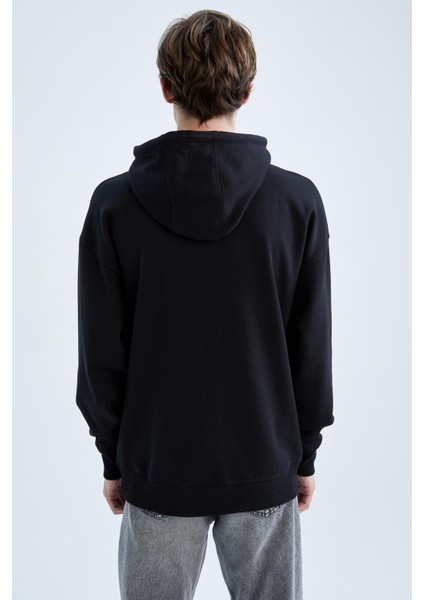 Oversize Fit Kanguru Cepli Kapüşonlu Uzun Kollu İçi Yumuşak Tüylü Sweatshirt X8287AZ22AU