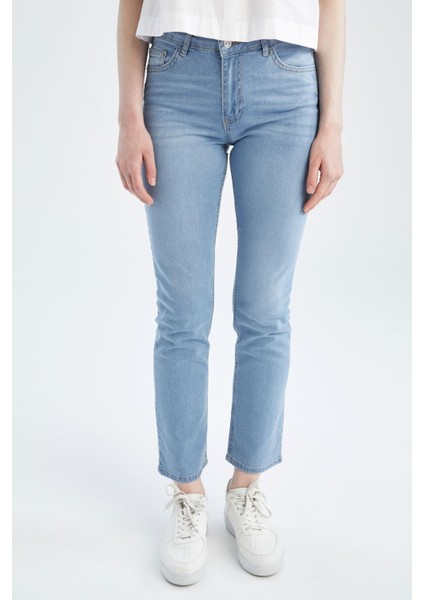 Carmela Straight Fit Normal Bel Boru Paça Jean %100 Pamuk Pantolon X3827AZ22SM