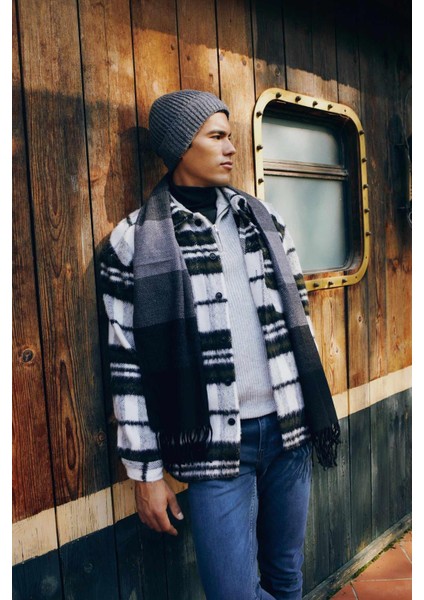 Oversize Fit Kareli Oduncu Uzun Kollu Gömlek Ceket Y4174AZ22WN