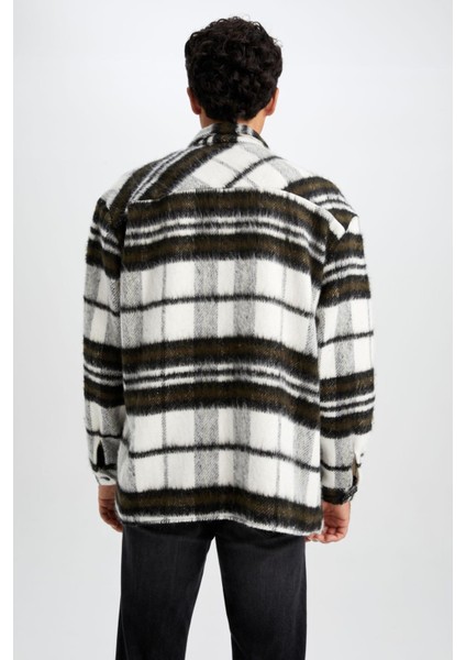 Oversize Fit Kareli Oduncu Uzun Kollu Gömlek Ceket Y4174AZ22WN