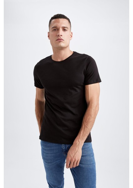 Slim Fit Bisiklet Yaka Premium Kalite Basic Tişört M6606AZ22AU