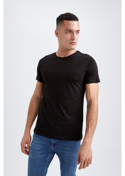 Slim Fit Bisiklet Yaka Premium Kalite Basic Tişört M6606AZ22AU
