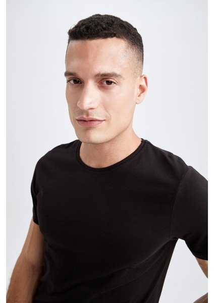 Slim Fit Bisiklet Yaka Premium Kalite Basic Tişört M6606AZ22AU