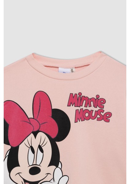 Kız Çocuk Disney Mickey & Minnie Bisiklet Yaka Sweatshirt Y3423A622AU