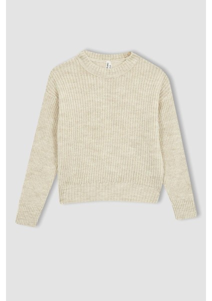Kız Çocuk Oversize Bisiklet Yaka Triko Kazak Z4620A622WN