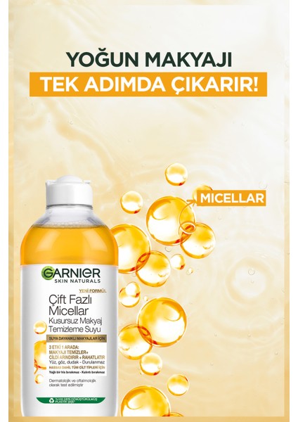 Çift Fazlı Micellar Kusursuz Makyaj Temizleme Suyu 400ML X3'LÜ