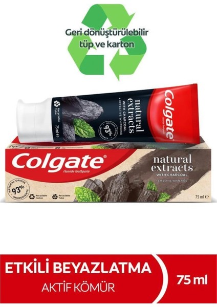 Natural Extracts Aktif Karbon ve Nane Saf Temizlik Diş Macunu 75 ml