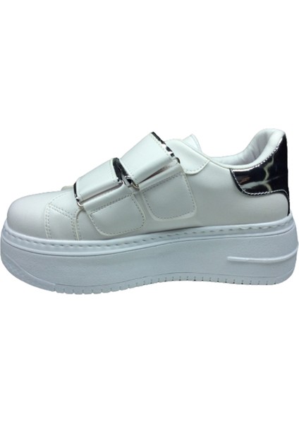 Womenly Moda 2001 BEYAZ Cırtlı Kadın Sneaker Spor Ayakkabı fırsatları