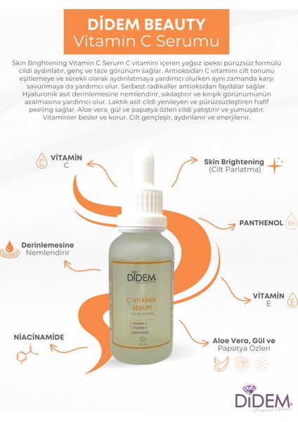Dıdem Beauty 3'lü Set Collagen Serum + Vitamin C Serumu 30 ml + Yüksek Korumalı Güneş Kremi Spf 50