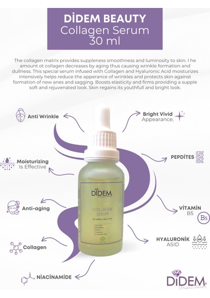 Dıdem Beauty 3'lü Set Collagen Serum + Vitamin C Serumu 30 ml + Yüksek Korumalı Güneş Kremi Spf 50