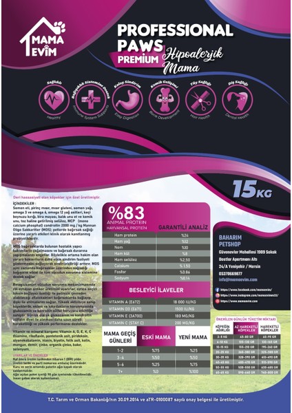 Professional Paws Premium Hipoalerjenik Somonlu Yetişkin Köpek Maması (15KG) fiyatları