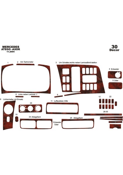Meriç® Mercedes Axor Ön Torpido Kaplama Maun 30 Parça 2004-› fiyatları