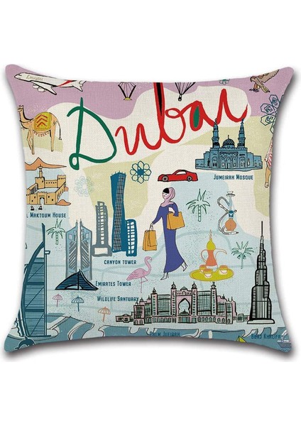 45 x 45 cm Cityscape Yastık Kılıfı (Yurt Dışından) fırsatları