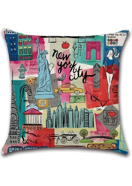 45 x 45 cm Cityscape Yastık Kılıfı (Yurt Dışından) indirimleri