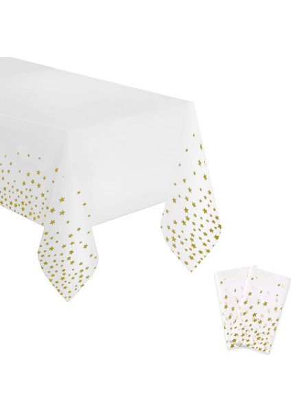 2 Adet Tek Kullanımlık Masa Örtüsü 137 x 274 cm (Yıldız) (Yurt Dışından)