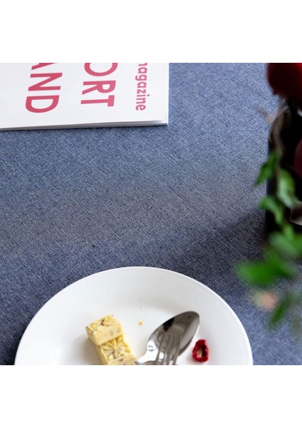 Keten Masa Örtüsü 100X160 cm (Mavi) (Yurt Dışından) modelleri