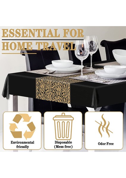 3x 137X274CM Tek Kullanımlık Masa Örtüleri Siyah-Altın (Yurt Dışından) modelleri