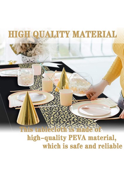 3x 137X274CM Tek Kullanımlık Masa Örtüleri Siyah-Altın (Yurt Dışından) fırsatları