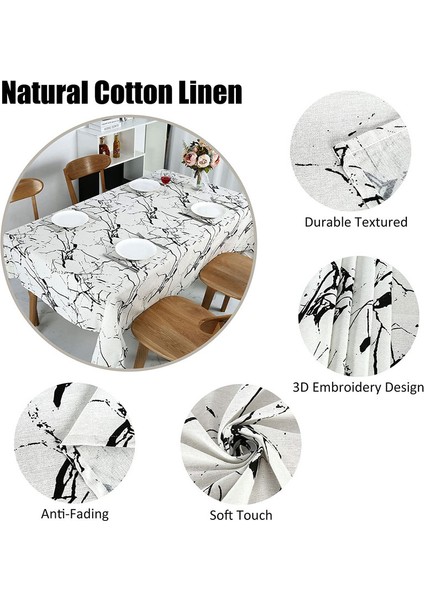 140*220CM Parça Mermer Pamuk Keten Masa Örtüsü (Yurt Dışından) fırsatları