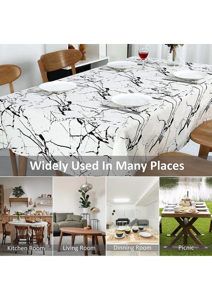 140*220CM Parça Mermer Pamuk Keten Masa Örtüsü (Yurt Dışından) indirimleri