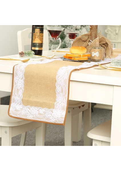 Jüt ve Dantel Masa Bayrağı 30X180CM (Kalın) (Yurt Dışından)