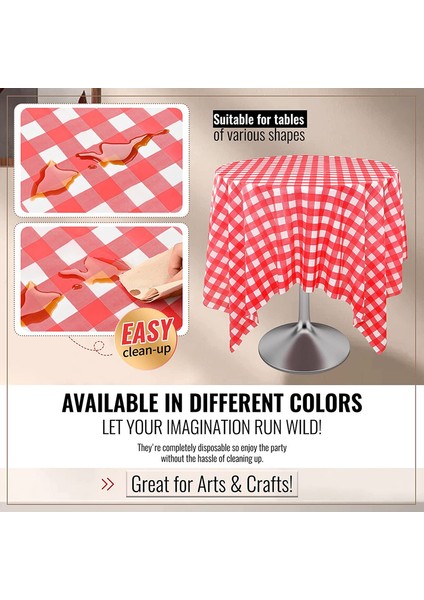 10 x 137*274CM Beyaz ve Kırmızı Izgaralı Masa Örtüleri (Yurt Dışından)