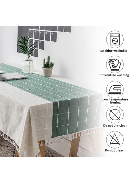 Dikdörtgen Pamuklu Masa Örtüsü 140X180CM (Yeşil) (Yurt Dışından) indirimleri