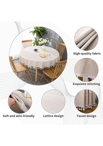 140CM Art Yuvarlak Masa Örtüsü (Bej) (Yurt Dışından) modelleri