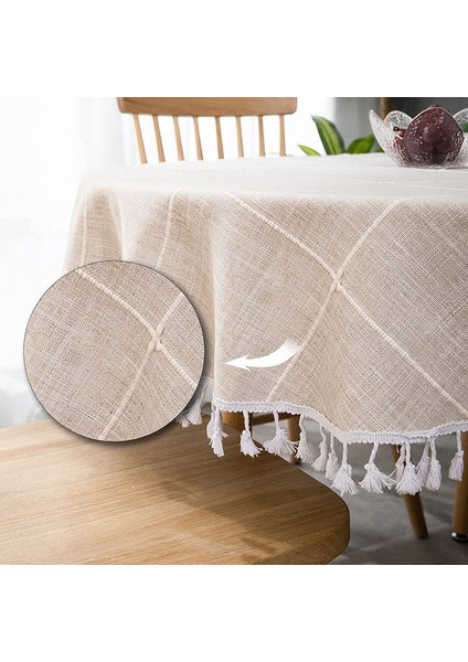 140CM Art Yuvarlak Masa Örtüsü (Bej) (Yurt Dışından) fırsatları