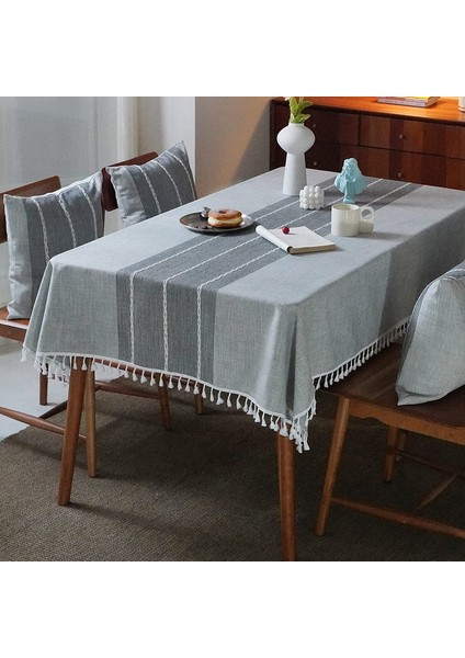 Saçaklı Masa Örtüsü 140X140 cm (Gri) (Yurt Dışından)