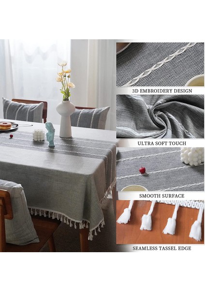 Saçaklı Masa Örtüsü 140X140 cm (Gri) (Yurt Dışından) modelleri