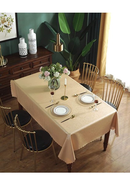 140X140CM Leke Tutmaz Masa Örtüsü (Şampanya Altın) (Yurt Dışından) modelleri
