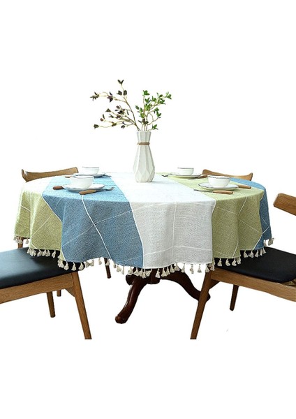 Pamuk-Keten Masa Örtüsü (B Tipi, Çap 120 Cm) (Yurt Dışından)