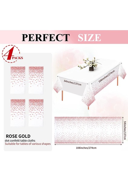 4 x 137*274CM Gül Altın Nokta Parti Masa Örtüleri (Yurt Dışından) modelleri