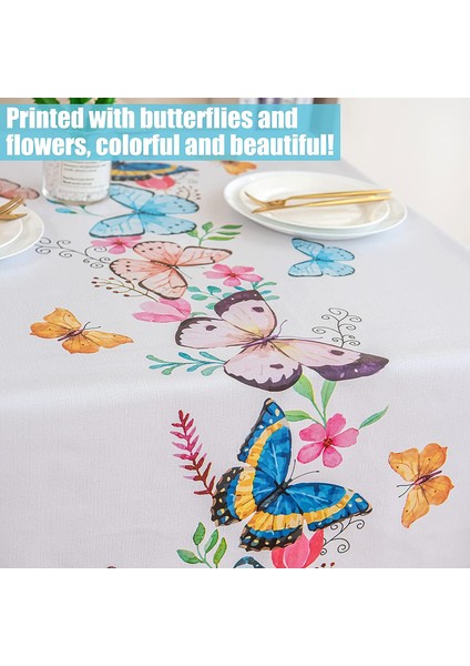 140*140CM Kelebek Desenli Beyaz Pvc Masa Örtüsü (Yurt Dışından) fırsatları