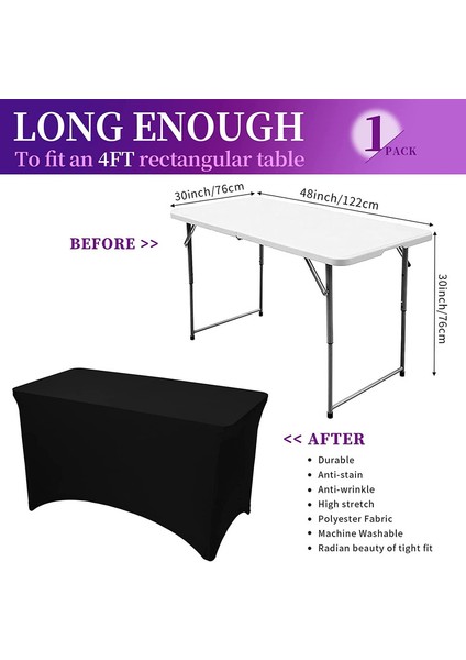 4ft Streç Ziyafet Masa Örtüsü Siyah (Yurt Dışından) fiyatları