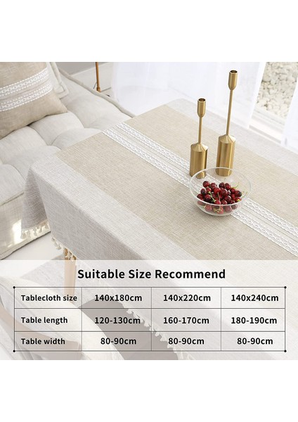 Dikdörtgen Pamuklu Masa Örtüsü 140X180CM (Haki) (Yurt Dışından) fiyatları